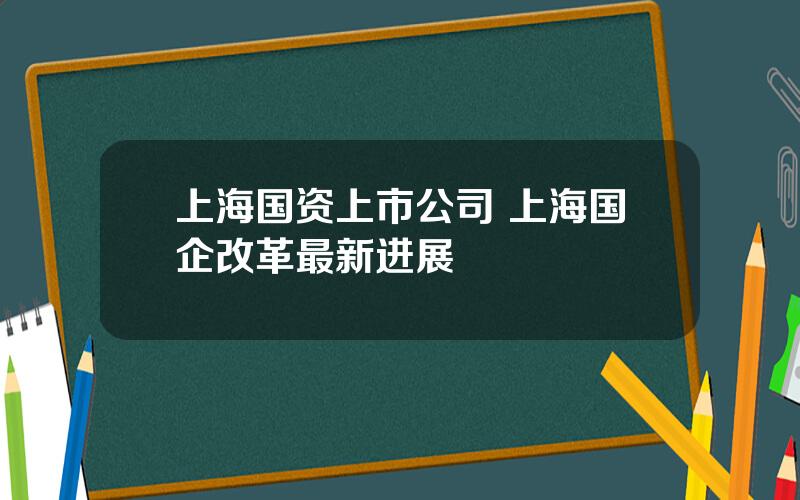 上海国资上市公司 上海国企改革最新进展